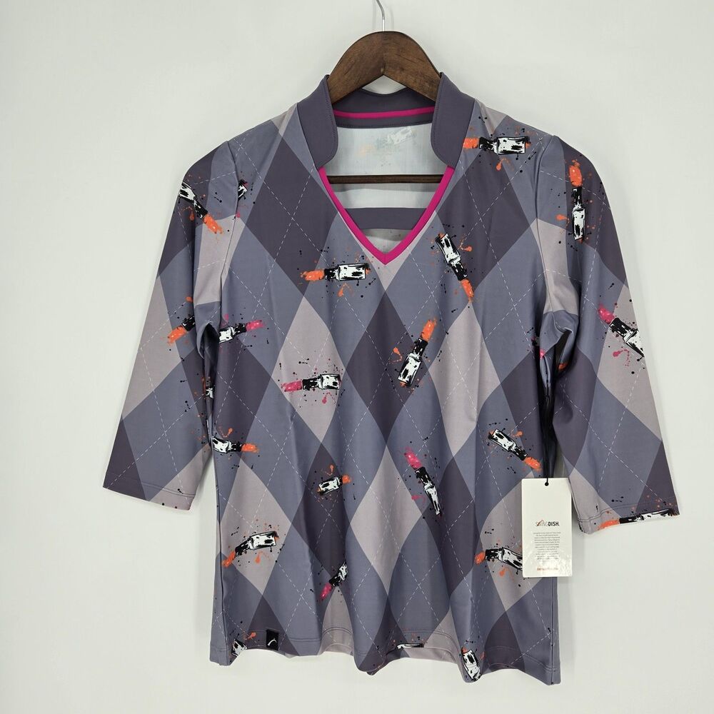 NWT Swingdish Lipstick Pattern Womens Golf Shirt M
